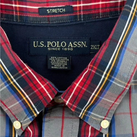 U.S. Polo Assn. Men's Red Plaid Long sleeve Shirt Men’s XXLT - Picture 5 of 8